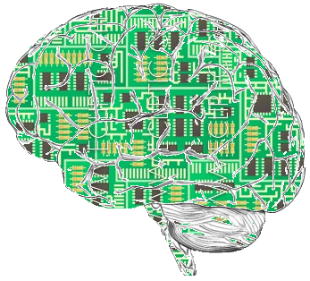 An illustration of a brain referring to AI