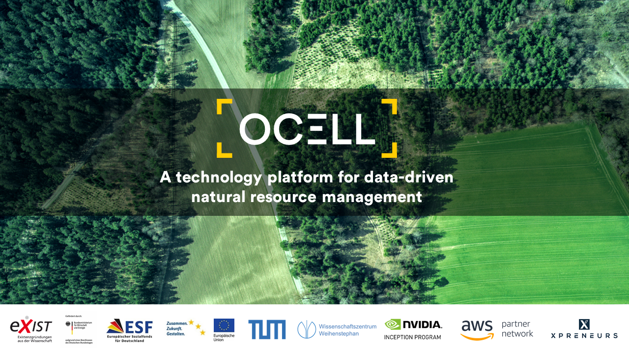 A picture with the text "A technology platform for data-driven natural ressource management"