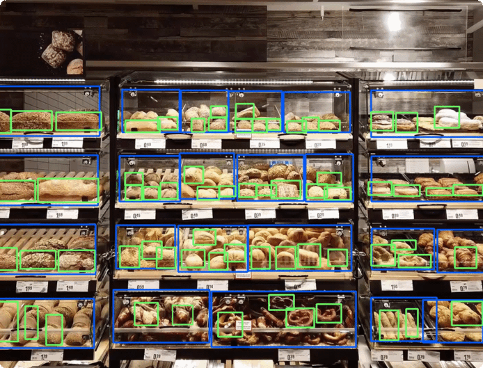 A picture showing bread detection in a bakery